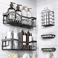 EUDELE Adhesive Shower Caddy, 5 Pack Rustproof Stainless Steel Bath Organizers With Large Capacity, No Drilling Shelves...